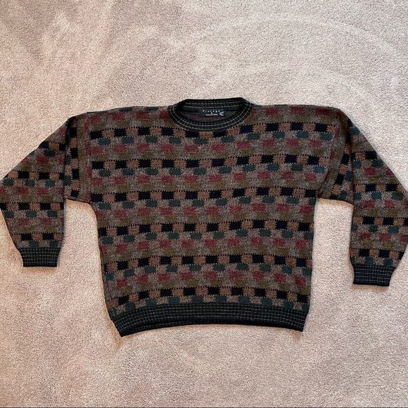 VTG 90s Protege Collection Multi Color Knit Cosby/Biggie Dad Pullover Sweater XL - Picture 1 of 4